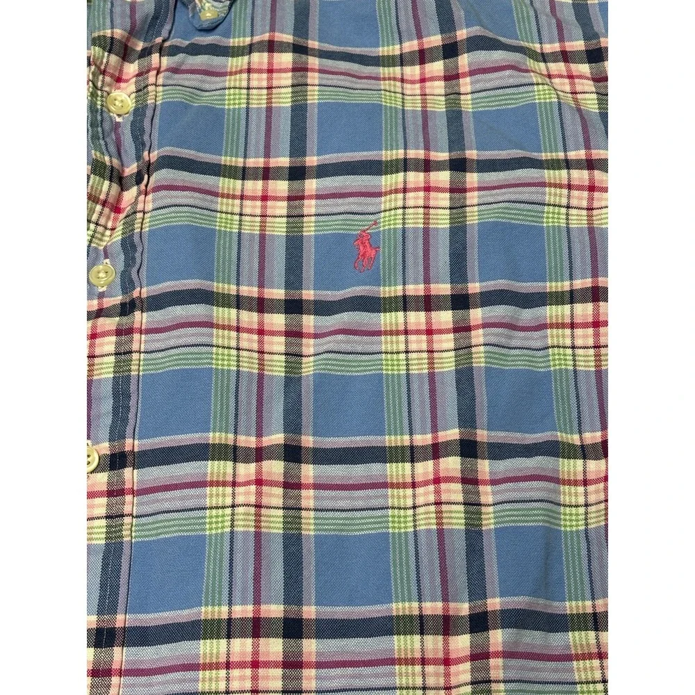 Ralph Lauren Mens XL Classic‎ Fit Plaid Button Down Shirt Blue Pink Multi Color